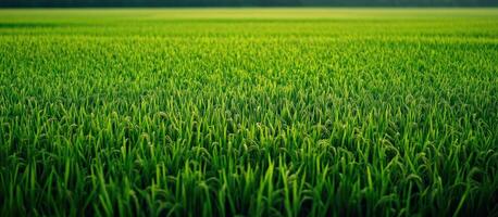 Close-up of Vibrant Green Rice Paddy Field photo