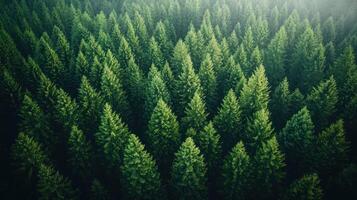 Aerial View of a Lush Evergreen Forest photo