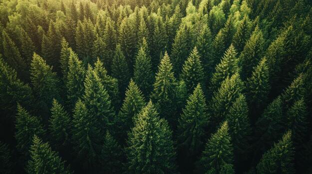 Aerial View of Dense Evergreen Forest Canopy photo