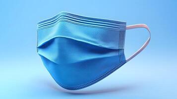 Simple blue surgical mask illustration floats against pure white background. Clean design emphasizes medical protection with subtle shadow beneath disposable face covering. important photo