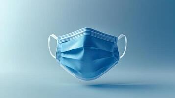 Simple blue surgical mask illustration floats against pure white background. Clean design emphasizes medical protection with subtle shadow beneath disposable face covering. necessary photo
