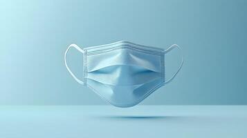 Simple blue surgical mask illustration floats against pure white background. Clean design emphasizes medical protection with subtle shadow beneath disposable face covering. vital photo
