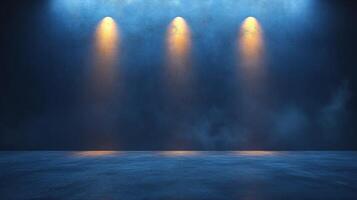 Bright stage lights create a captivating ambiance in a darkened performance space photo