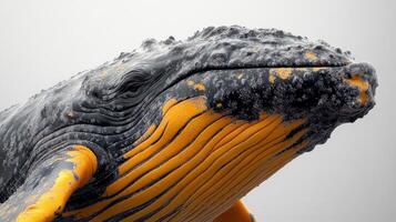 A majestic humpback whale displays its colorful texture just beneath the ocean surface photo