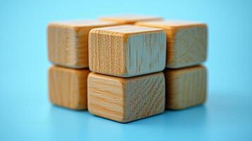 Stacked wooden blocks create a simple yet engaging geometric formation photo