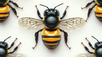 Vibrant bees display their intricate wings and patterns in a springtime gathering photo