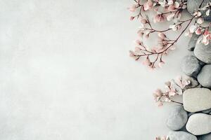 Minimalist Nordic background with stone texture and pastel accents offering a serene atmosphere for text overlay and design purposes photo