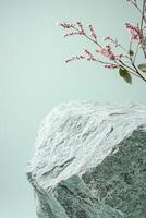Minimalist Nordic background showcasing smooth stone texture with pastel accents and ample space for text overlay designed for a modern, calming aesthetic photo