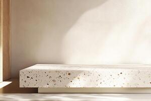 Modern Nordic-style podium with terrazzo slab, designed for adaptability and elegance in contemporary spaces photo