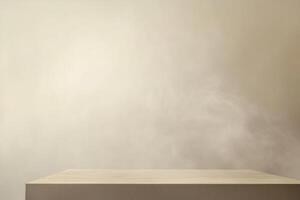 Soft gray smoke gently ascends across a smooth beige surface, crafting a serene and modern aesthetic ideal for design projects or promotional material photo