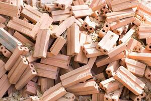 Stack of Raw Bricks. photo