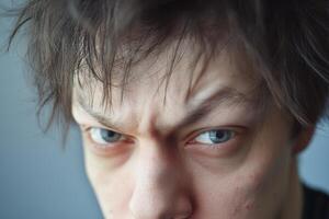 A man with a serious expression on his face photo