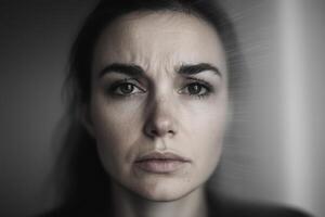 A woman with a sad expression photo