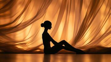 A silhouette of a ballerina practicing, balance photo