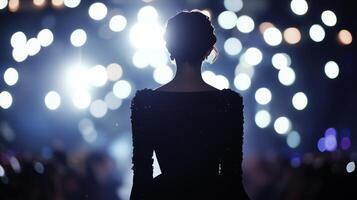 Fashion models silhouette on the runway photo