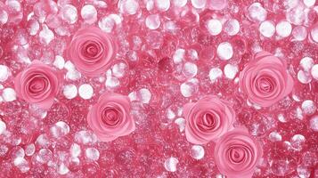 pink metallic glitter rose balloons background horizontal banner photo