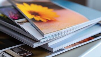 Printed brochures featuring saddle stitching background photo