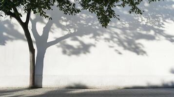 Shadow of a tree cast on a white wall photo