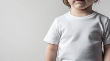 A toddler wearing blank tshirt for mockup photo