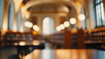 Abstract blurred public library interior photo