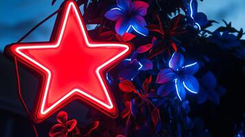 neon star against whiteness sky stars photo