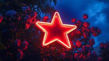 neon star against whiteness sky stars shooting neon night photo