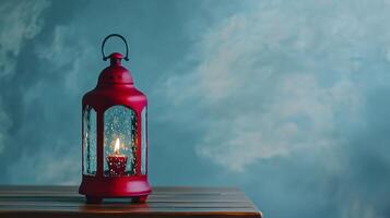 Christmas lantern with decorations photo