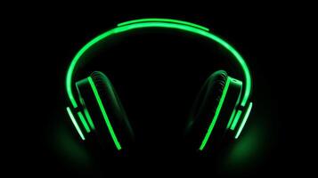 Neon Headphones Futuristic Glowing photo