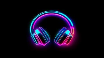 Neon Headphones Glowing Futuristic photo