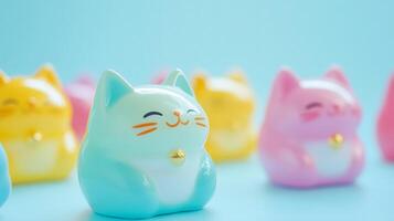 Detailed Closeup of Colorful Maneki Neko photo