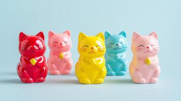 Detailed Closeup of Colorful Maneki Neko Lucky Cat photo