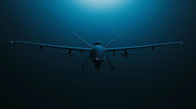 darken drone on blue background photo
