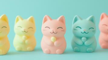 Detailed Closeup of Maneki Neko Lucky Cat Figurines photo