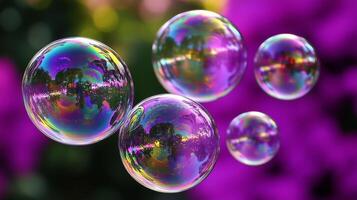 display of iridescent bubbles photo