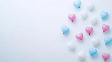 Heart Shaped Balloons on White Background Valentines Day photo