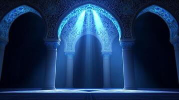 Arabic Archway with Blue Light Rays photo
