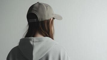 Grey Baseball Cap Mockup on White Background photography photo