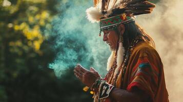 The journey of consciousness backgrounds. Mystical Shaman photo