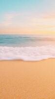 Golden Sunset on the Beach with Foamy Waves and Clear Sky Perfect for Relaxation and Serenity photo
