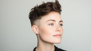 Portrait of Agender Person Expressing Identity Through Thoughtful Expression in Minimalist Style for Contemporary Lifestyle and Inclusivity Themes in Modern Photography photo