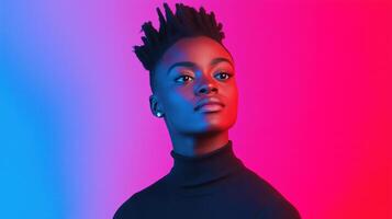 Nonbinary Person Leading Corporate Meeting with Confidence and Diversity in Modern Office Environment Emphasizing Leadership and Inclusion in Business Setting photo