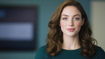 Woman with Unique Facial Mark in Professional Environment, Confidence and Individuality in Modern Workplace, Embracing Diversity and Inclusion, Portrait of Empowered Female in Office Setting photo