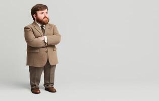 Professionals With Dwarfism Excelling in Workplace With Confidence and Elegance in Business Attire Depicting Success and Inclusion in Minimalistic Studio Portrait photo