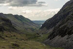 Majestic mountain valley at dusk photo