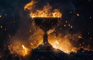 Golden bowl with intricate design and sparkling details displayed in artistic setting photo