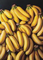 Bright yellow bananas stacked together in a vibrant arrangement photo