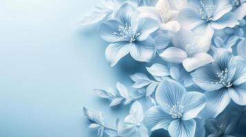 Blue floral arrangement showcasing delicate blossoms and greenery on a soft background photo