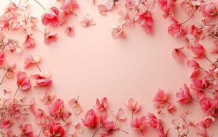 Floral arrangement with pink blossoms creating a gentle background for various designs photo