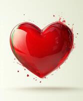 Beautiful heart shape with splashes of red liquid on light background photo