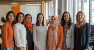 Celebrating teamwork and diversity in a modern office environment photo